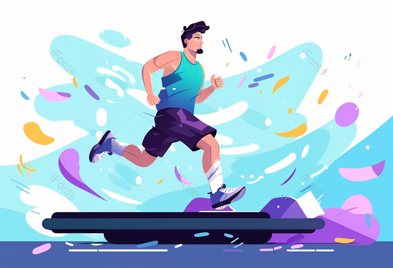 卡通手绘男生跑步健身减肥插画,插画/手绘图,插画/手绘图库,插画/手绘图下载,插画/手绘